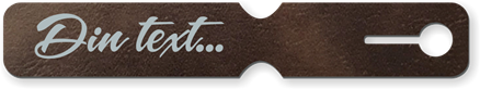 Lädertag med graverad text. 125x20mm