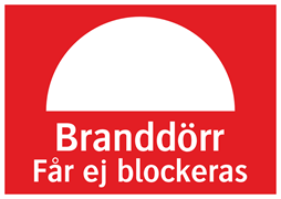 Branddörr Får ej blockeras