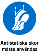 Antistatiska skor
måste användas