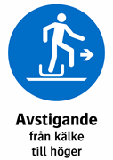 Avstigande
från kälke
till höger