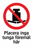 Placera inga
tunga föremål
här