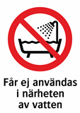 Får ej användas
i närheten
av vatten