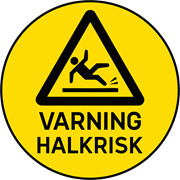 Golvdekal Varning halkrisk.
