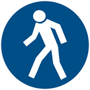 Golvdekal Fotgängare ska använda denna väg.